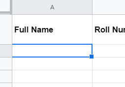 An empty output table with Full Name and Roll Number headings.