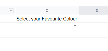 A dropdown arrow appears in the cell below Select your Favourite Colour.