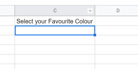 The favorite-color cell after validation removal, with no dropdown arrow.