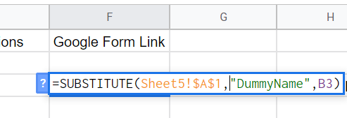 SUBSTITUTE replaces DummyName in the template URL with the student name from B3.