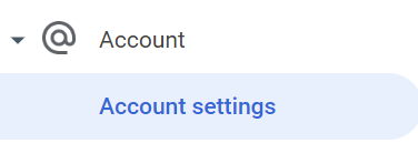 Google Admin Account menu showing Account settings.