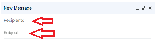 Empty Gmail draft with Recipients and Subject fields indicated.