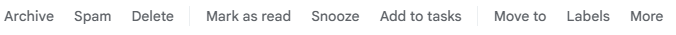 Gmail message toolbar displaying text labels such as Archive, Spam, Delete, and Move to.