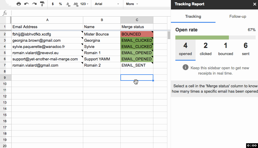 Tracking report metrics